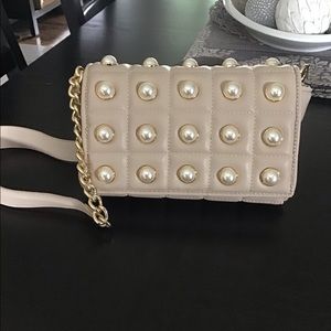 Zara quilted pearl accent bag